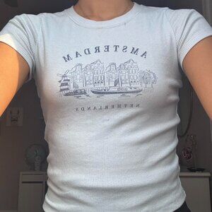 Hollister Co. Women's Blue and Grey T-shirt